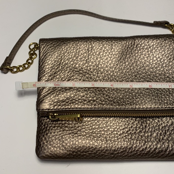 Pebble Leather Shoulder Bag Gold Clutch - Picture 5 of 15